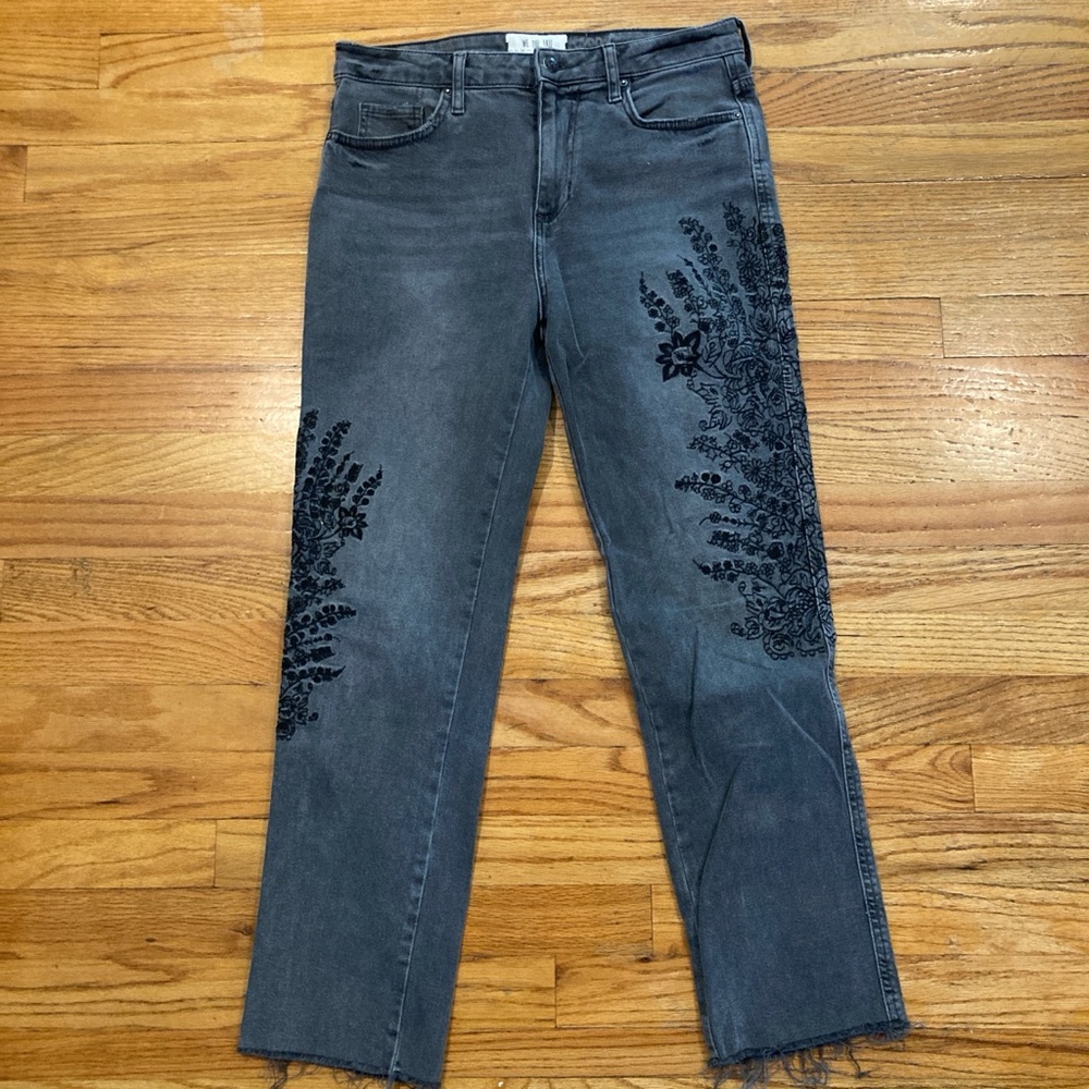 Free People Embroidered Straight leg Jean